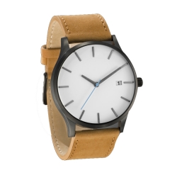 Männer klassische braune große minimalistische analoge Quarz-Art- und Weiseuhr