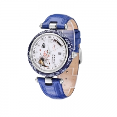 Frauen Quarz Analog Leder Armbanduhr mit Datum Feature