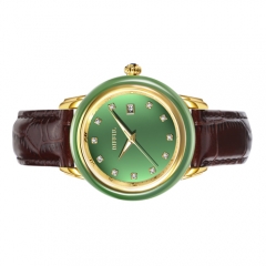 OEM Original Schweizer mechanische Bewegung echtes Leder Jade Uhr