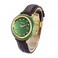 OEM Original Schweizer mechanische Bewegung echtes Leder Jade Uhr